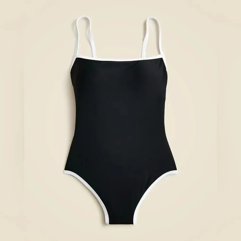 NWT J CREW Contrast straight-neck one-piece